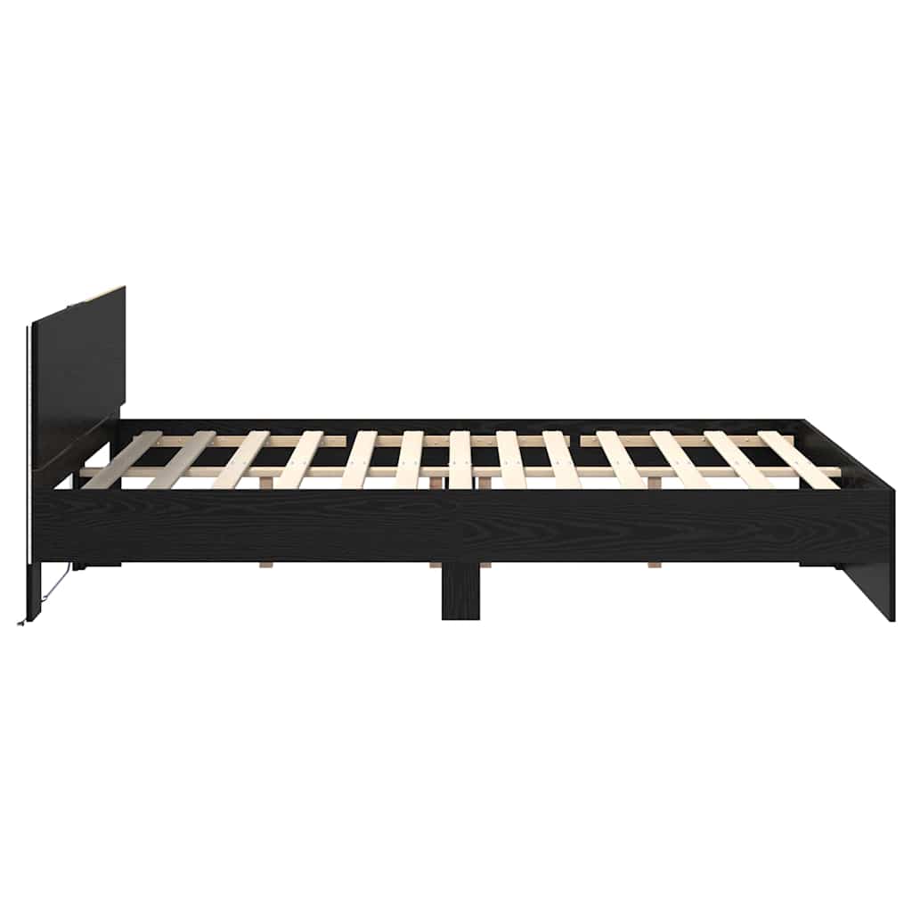 Voodi raam LED -ribatuledega Must tamm 150 x 200 cm Tehispuit - Image 7