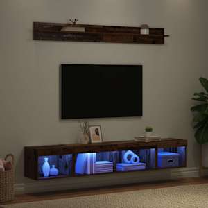 Sada televizního nástěnného kabinetu s LED 5 pcs Staré dřevo - obrázek 5