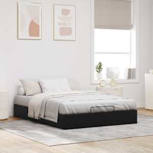 Ottoman postel Černá 153 x 203 cm Umělá kůže - obrázek 4