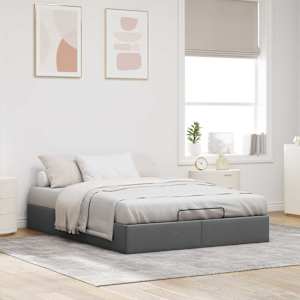 Ottoman postel Tmavě šedá 153 x 203 cm Textil - obrázek 4