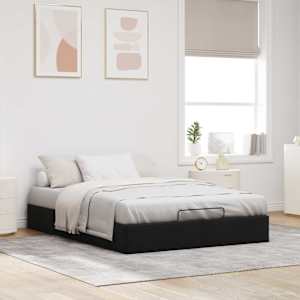 Ottoman postel Černá 153 x 203 cm Textil - obrázek 4