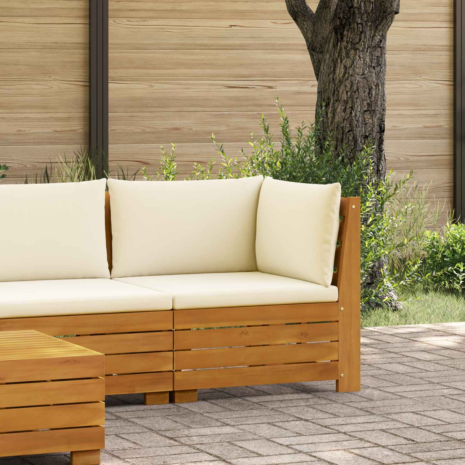 vidaXL Canapea de grădină colț Lemn Solid de Acacia Maro