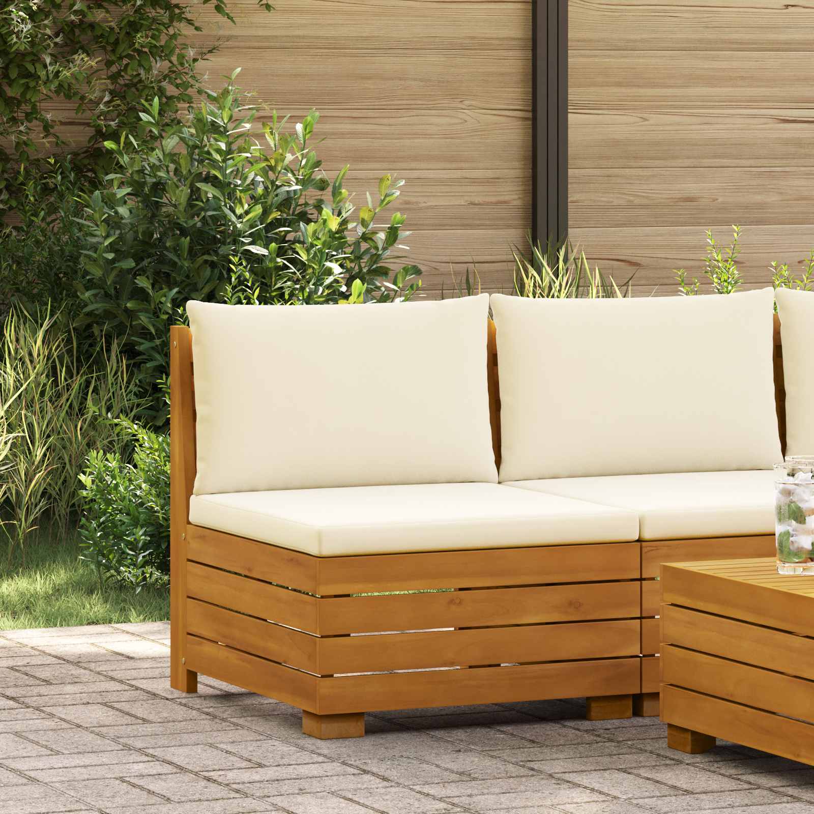 vidaXL Canapea de Grădină Din Mijloc Lemn Solid de Acacia Maro