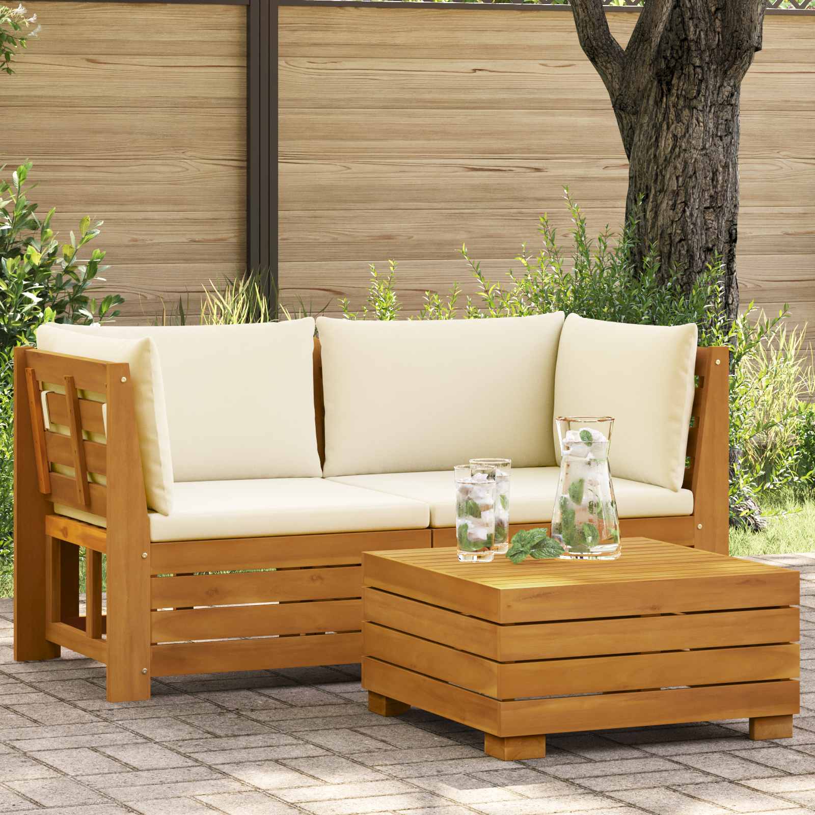 vidaXL Set de lounge pentru grădină 2 Bucată Maro Lemn Solid de Acacia