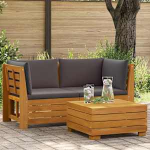 2 Kos Vrtna dnevna garnitura Masiven les akacije Rjava