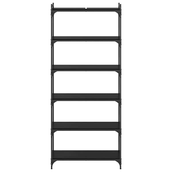 vidaXL Raamatukapp 6 tasandit 80 x 30 x 188 cm Tehispuit Must tamm