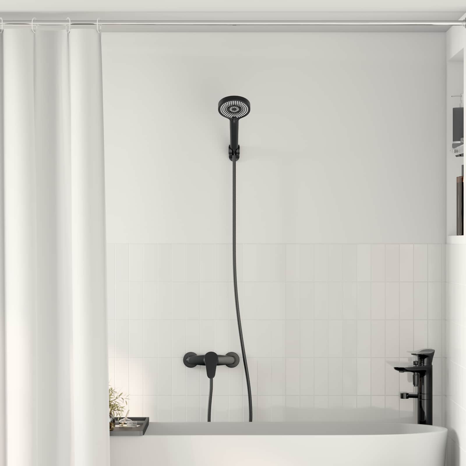 vidaXL Duschkopf Set Schwarz G 1 / 2 Zoll