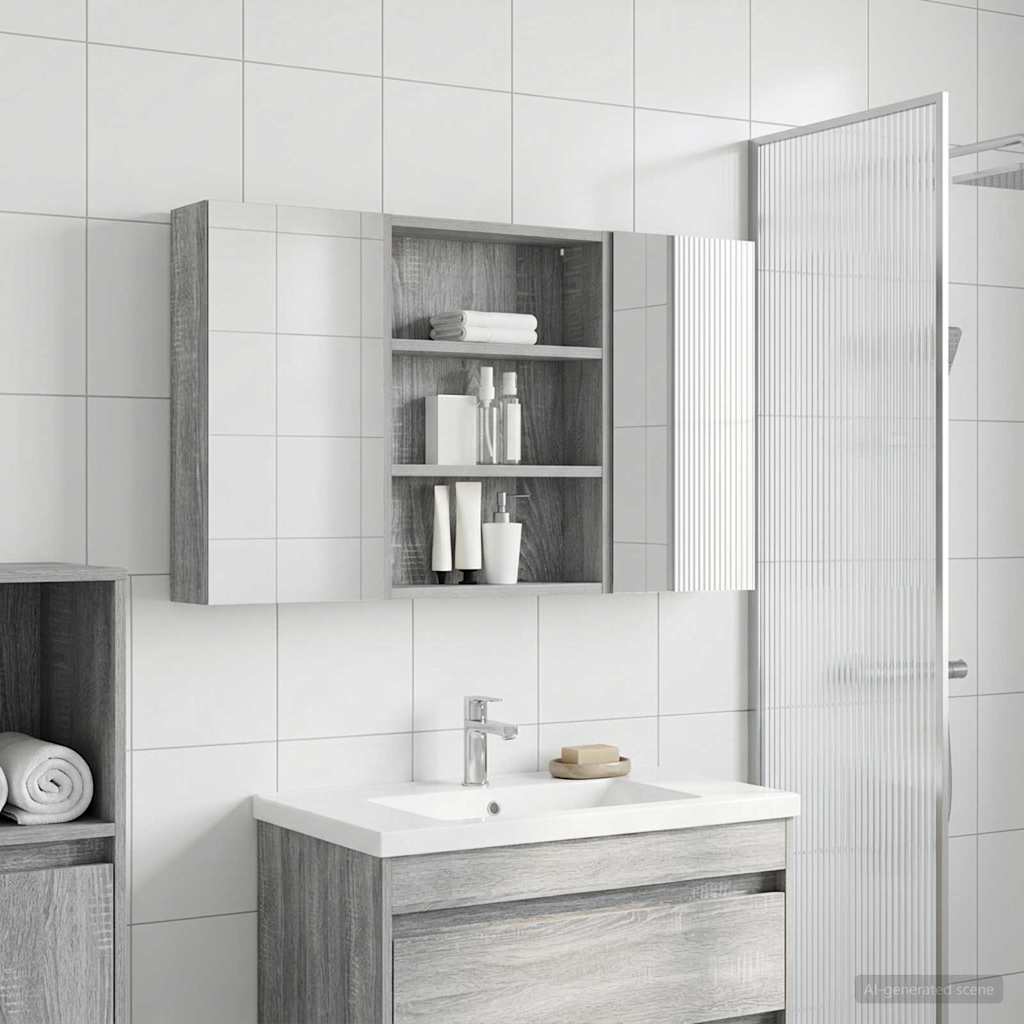 Sada koupelnových skříněk s policí 3 pcs 100 x 10,5 x 50 cm - obrázek 4
