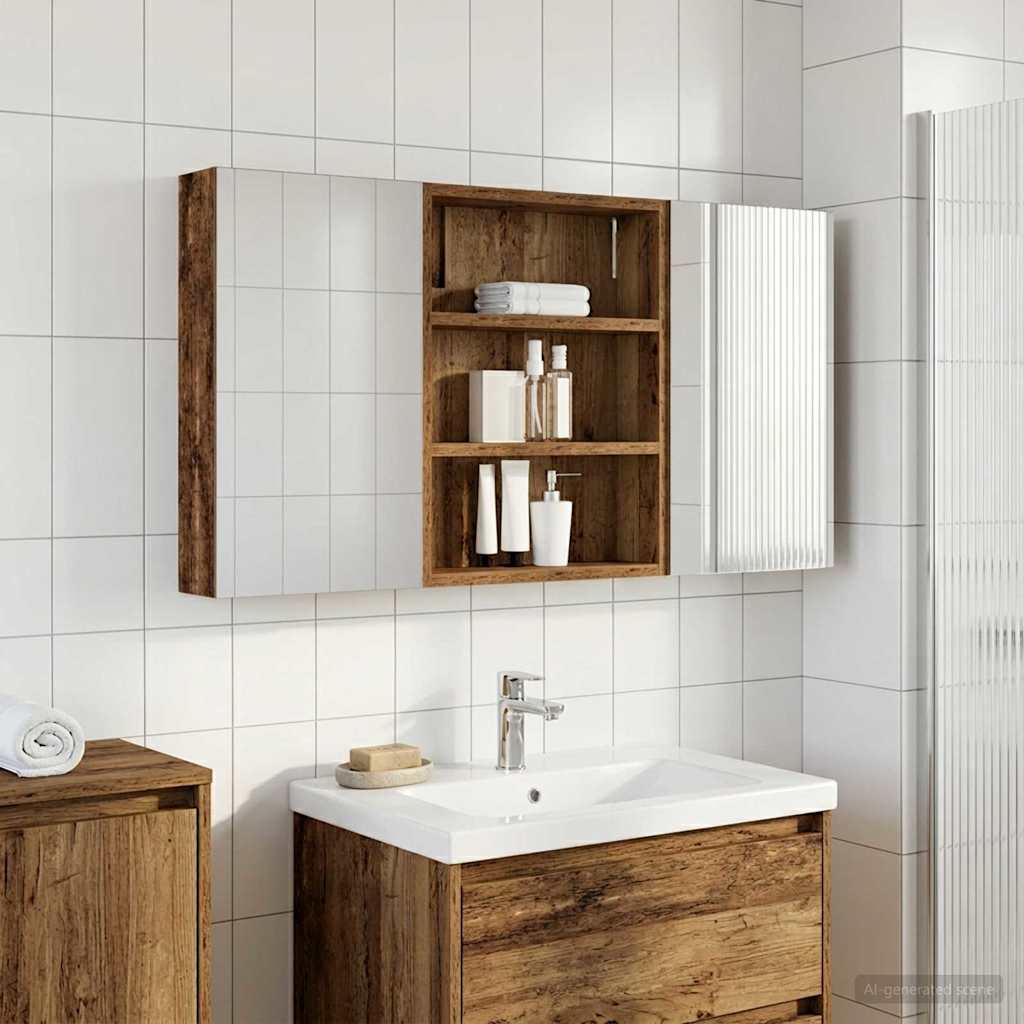 Sada koupelnových skříněk s policí 3 pcs 100 x 10,5 x 50 cm