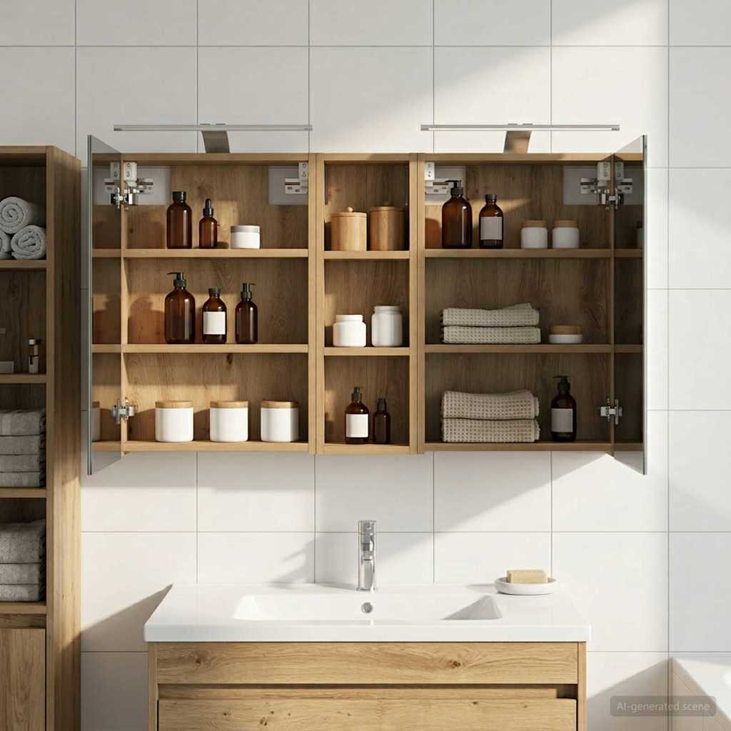 vidaXL Badezimmerschrank-Set 3 pcs 100 x 10,5 x 60,5 cm Holzwerkstoff