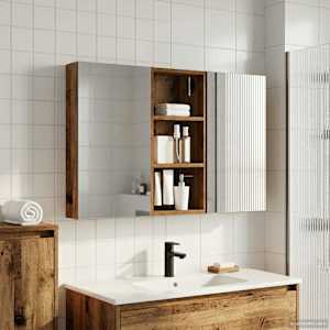 Komplet omaric za kopalnico s polico 3 pcs 110 x 10,5 x 60,5 cm