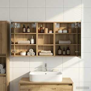 Komplet omaric za kopalnico s polico 3 pcs 110 x 10,5 x 60,5 cm