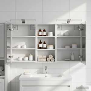 Komplet omaric za kopalnico s polico 3 pcs 110 x 10,5 x 60,5 cm