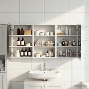 Komplet omaric za kopalnico s polico 3 pcs 120 x 10,5 x 60,5 cm