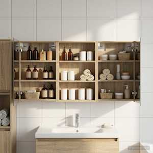 Komplet omaric za kopalnico s polico 3 pcs 120 x 10,5 x 60,5 cm