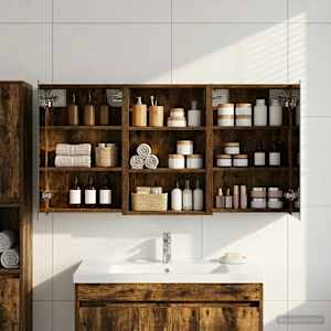 Komplet omaric za kopalnico s polico 3 pcs 120 x 10,5 x 60,5 cm