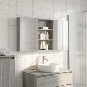 Komplet omaric za kopalnico s polico 3 pcs 120 x 10,5 x 60,5 cm