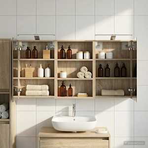 Komplet omaric za kopalnico s polico 3 pcs 120 x 10,5 x 60,5 cm