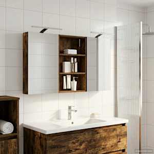 Komplet omaric za kopalnico s polico 3 pcs 120 x 10,5 x 60,5 cm