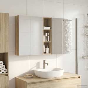 Komplet omaric za kopalnico s polico 3 pcs 120 x 14,5 x 70 cm