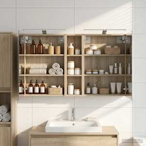 Komplet omaric za kopalnico s polico 3 pcs 120 x 14,5 x 70 cm