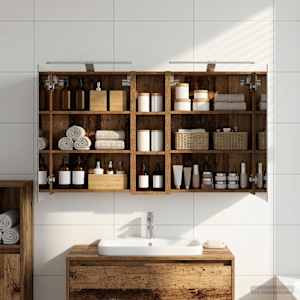 Komplet omaric za kopalnico s polico 3 pcs 120 x 14,5 x 70 cm