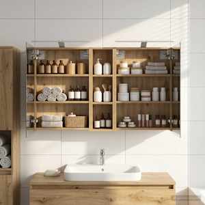 Komplet omaric za kopalnico s polico 3 pcs 120 x 14,5 x 70 cm