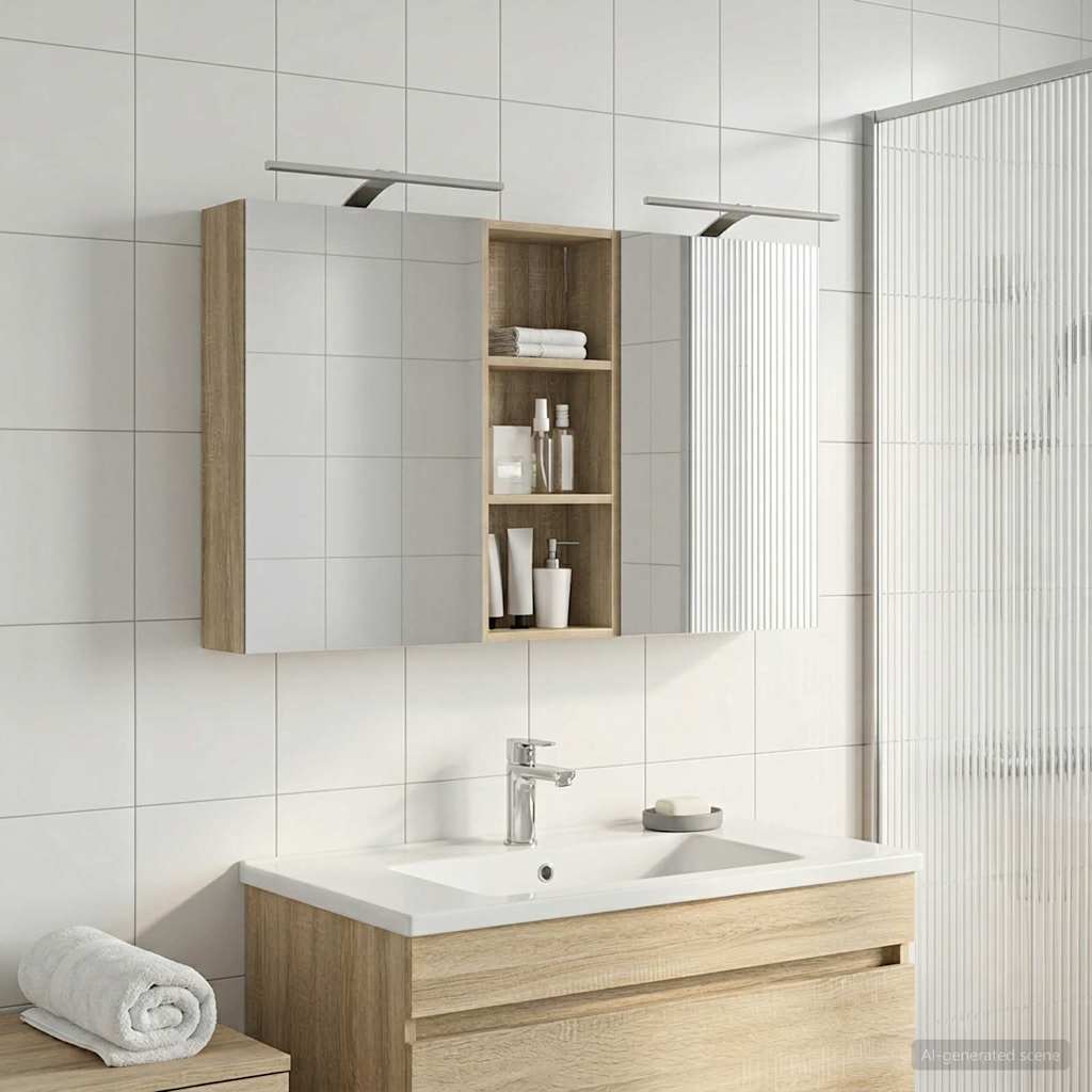 Sada koupelnových skříněk s policí 3 pcs 130 x 14,5 x 70 cm3403770