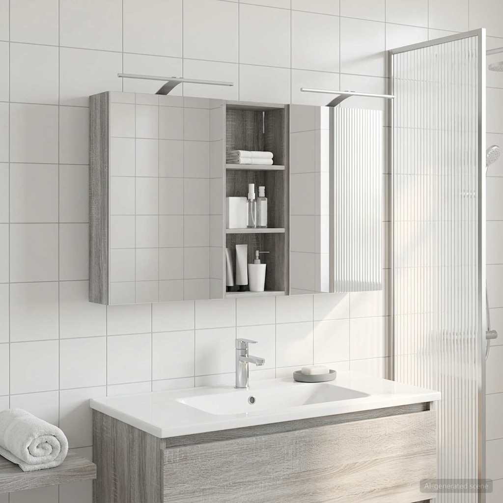 Sada koupelnových skříněk s policí 3 pcs 130 x 14,5 x 70 cm3403773