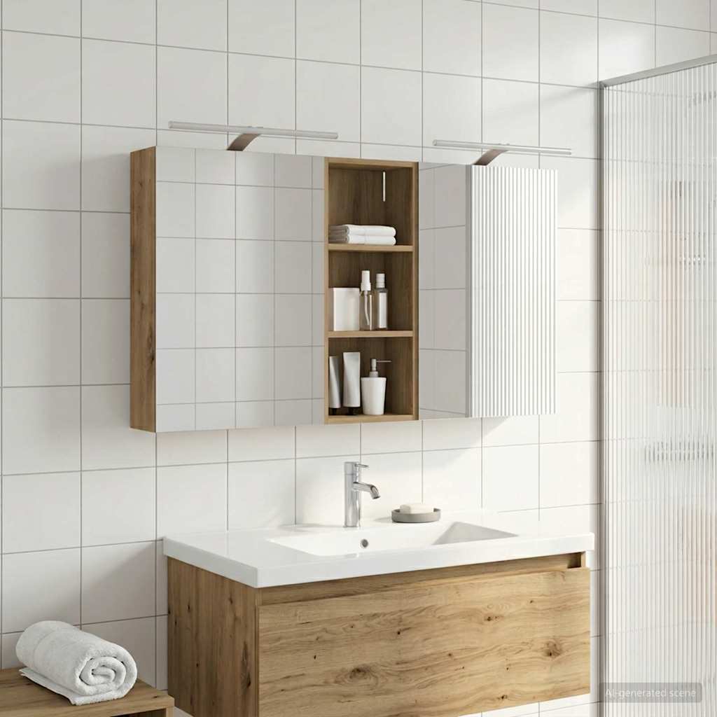 Sada koupelnových skříněk s policí 3 pcs 130 x 14,5 x 70 cm3403775
