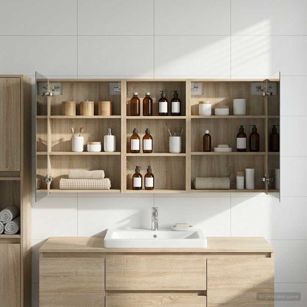 Badkamerkastenset 3 pcs 140 x 14,5 x 70 cm Bewerkt hout
