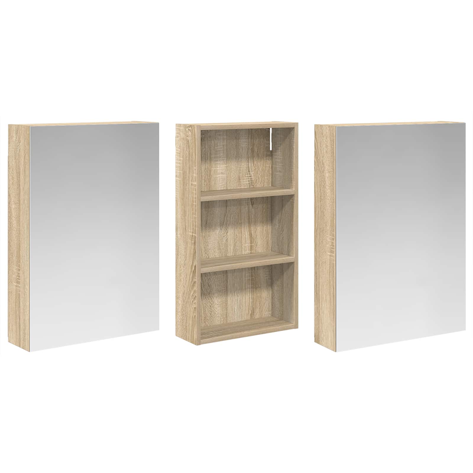 Badkamerkastenset 3 pcs 140 x 14,5 x 70 cm Bewerkt hout - Afbeelding 5