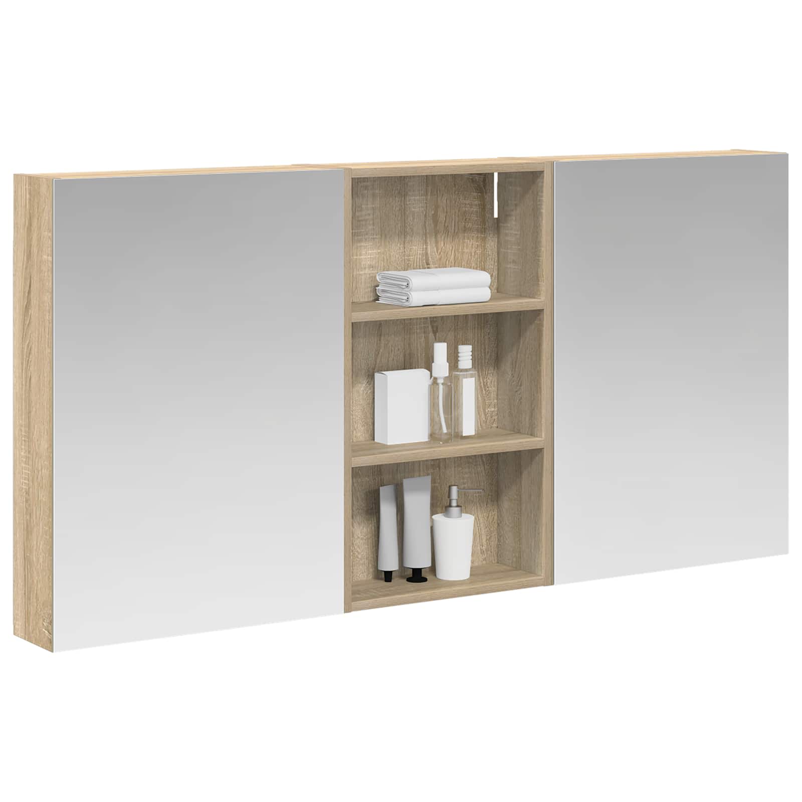 Badkamerkastenset 3 pcs 140 x 14,5 x 70 cm Bewerkt hout - Afbeelding 3
