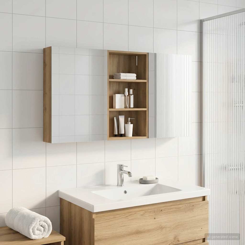 Sada koupelnových skříněk s policí 3 pcs 140 x 14,5 x 70 cm3403783
