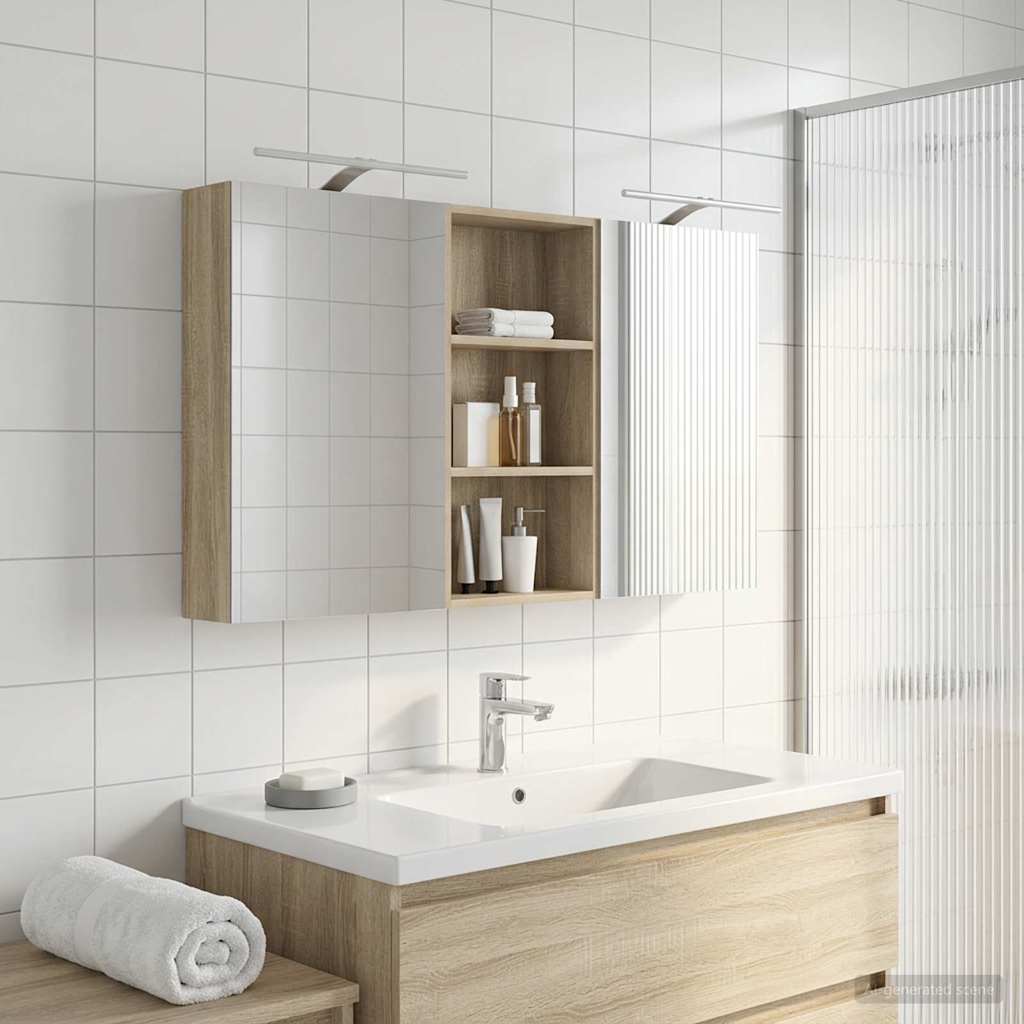 Sada koupelnových skříněk s policí 3 pcs 140 x 14,5 x 70 cm3403786