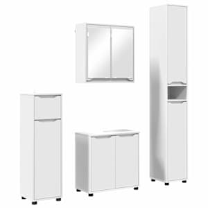 vidaXL Vannitoa m&ouml;&ouml;bleset 4 tk Valge 30,5 x 30 x 195 cm Tehispuit