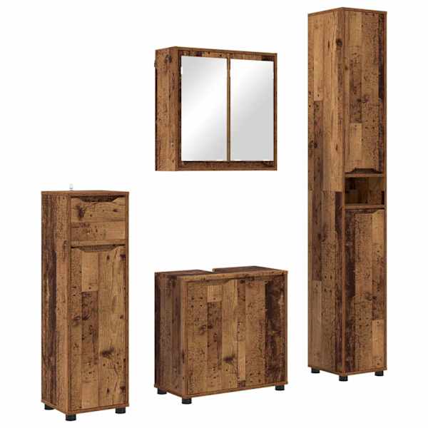 vidaXL Vannitoa m&ouml;&ouml;bleset 4 tk Vana puit 30,5 x 30 x 195 cm Tehispuit