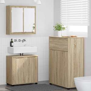 Sada koupelnového nábytku 3 pcs Sonoma dub kompozitní dřevo - obrázek 1