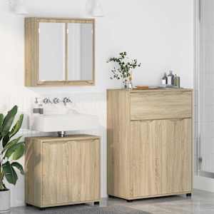 Sada koupelnového nábytku 3 pcs Sonoma dub kompozitní dřevo - obrázek 4