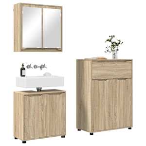 Sada koupelnového nábytku 3 pcs Sonoma dub kompozitní dřevo - obrázek 3