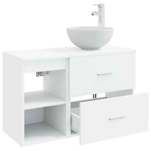 Sada koupelnového nábytku 2 pcs Bílá Kompozitní dřevo - obrázek 4