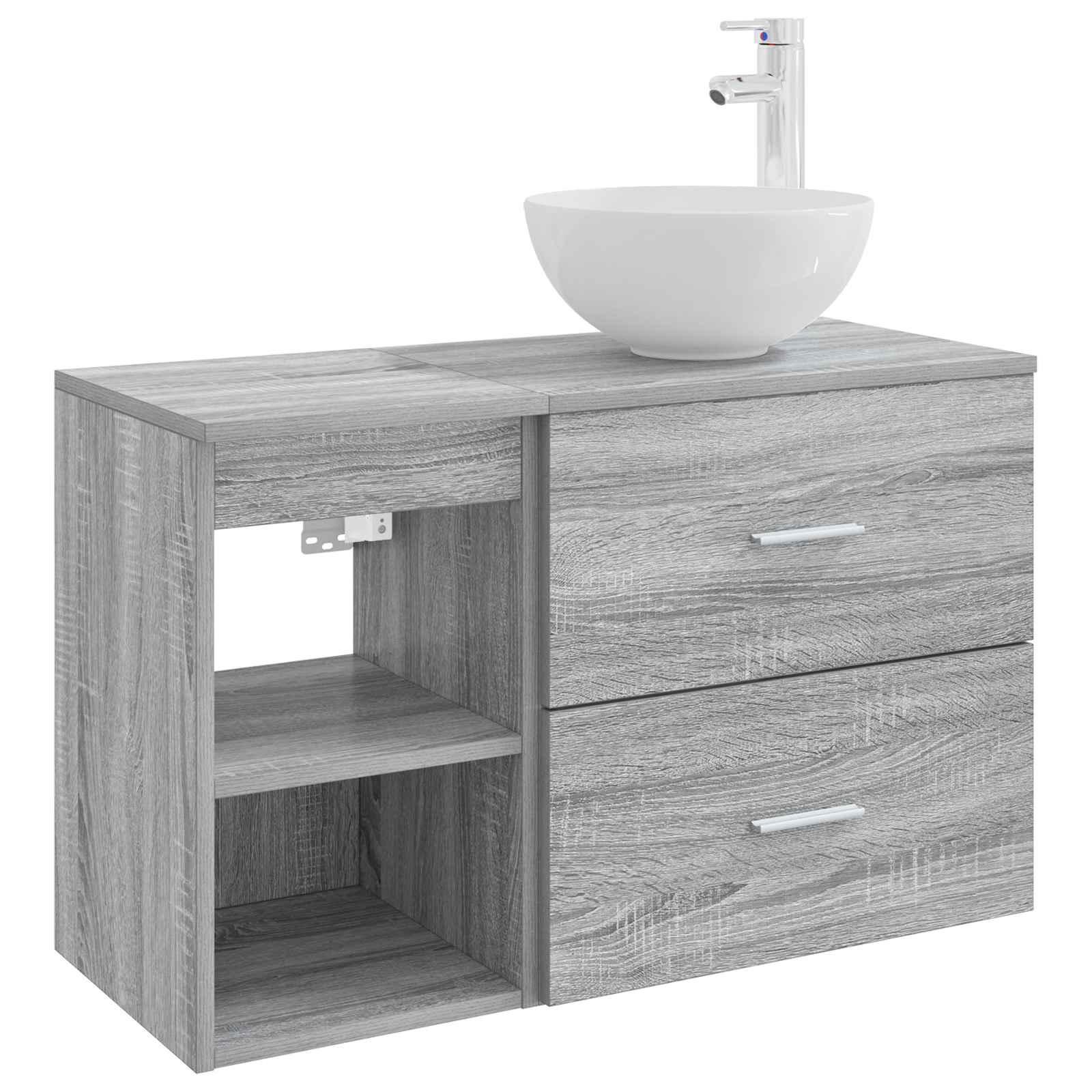 Komplet pohištva za kopalnico 2 pcs Siva Sonoma Inženirski les - slika 2