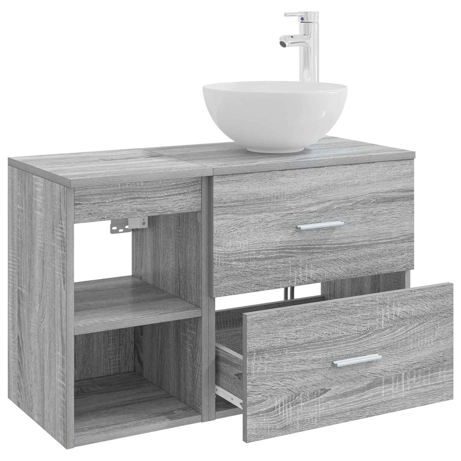 Komplet pohištva za kopalnico 2 pcs Siva Sonoma Inženirski les - slika 4