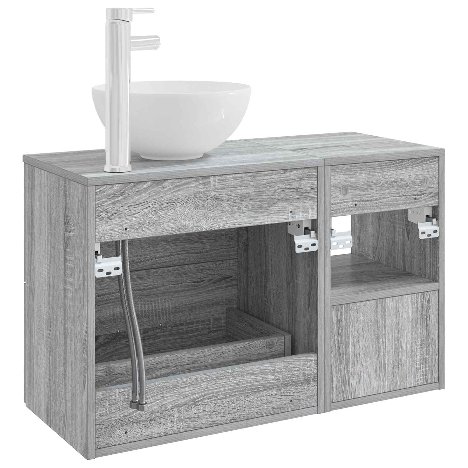 Komplet pohištva za kopalnico 2 pcs Siva Sonoma Inženirski les - slika 6