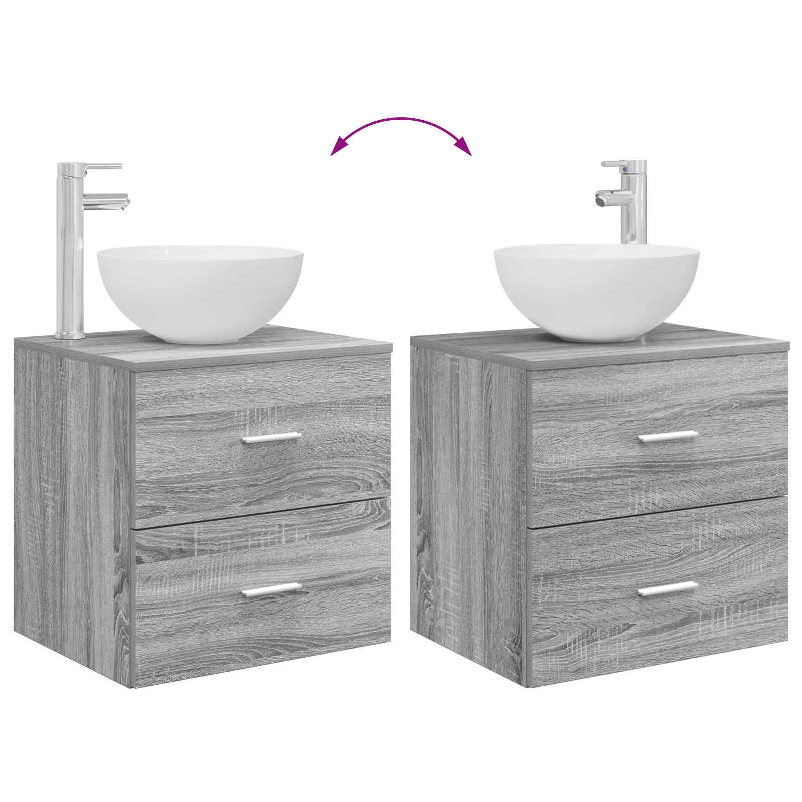 Komplet pohištva za kopalnico 2 pcs Siva Sonoma Inženirski les - slika 9