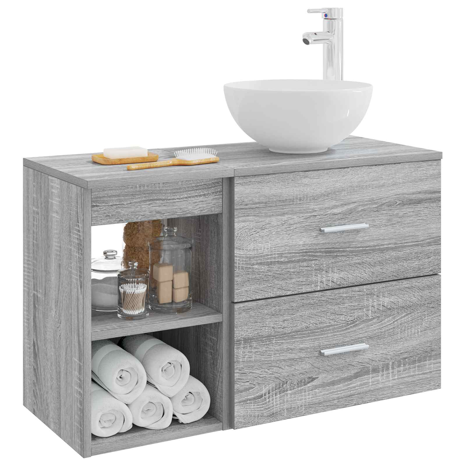 Komplet pohištva za kopalnico 2 pcs Siva Sonoma Inženirski les - slika 3