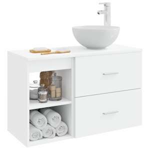 Sada koupelnového nábytku 2 pcs Bílá Kompozitní dřevo - obrázek 3