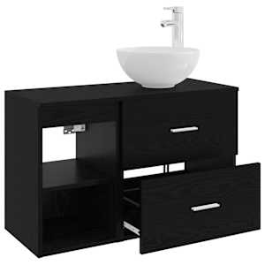 Sada koupelnového nábytku 2 pcs Černý dub Kompozitní dřevo - obrázek 4