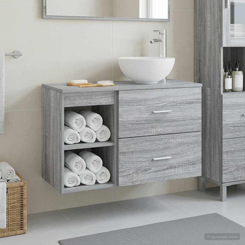  Σετ Επίπλων Μπάνιου 2 pcs Γκρι Sonoma Επεξεργασμένο Ξύλο V-3403877