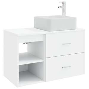 Sada koupelnového nábytku 2 pcs Bílá Kompozitní dřevo - obrázek 2
